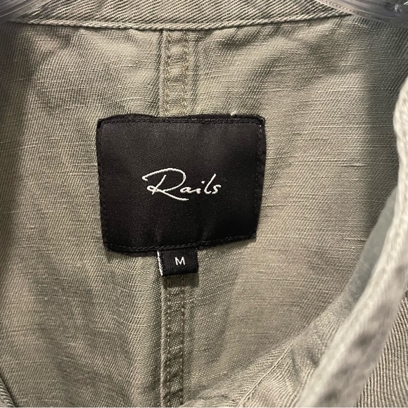 Rails Womens Sage Green Rowan Linen Blend Utility Jacket Full Zip - Picture 6 of 8